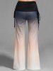 Ombre Print Cinched Foldover Elastic Waist Wide Leg Pants -  