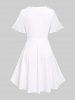 Plus Size  Ruched Flounce Lace Trim Flutter Sleeves A Line Wedding Dress -  