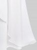 Plus Size  Ruched Flounce Lace Trim Flutter Sleeves A Line Wedding Dress -  