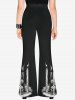 Gothic Skulls Candles Print Flare Pants -  