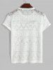 Geometric Sheer Openwork Short Sleeves T-shirt -  