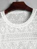 Geometric Sheer Openwork Short Sleeves T-shirt -  