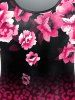 T-shirt Ombré Léopard Fleur Imprimée en Blocs de Couleurs à Manches Courtes de Grande Taille - Rose clair 5x | US 30-32