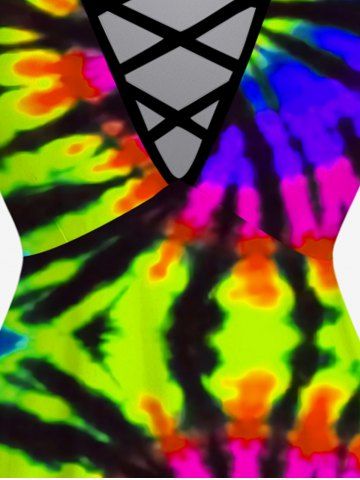 Plus Size Tie Dye Crisscross Short Sleeve T-Shirt and Flare Pants 70s 80s Outfit
