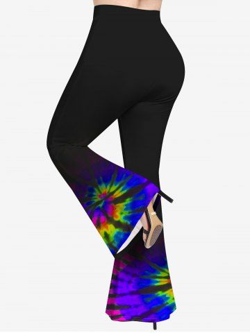 Plus Size Tie Dye Crisscross Short Sleeve T-Shirt and Flare Pants 70s 80s Outfit