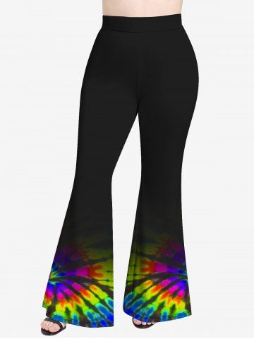 Plus Size Tie Dye Crisscross Short Sleeve T-Shirt and Flare Pants 70s 80s Outfit