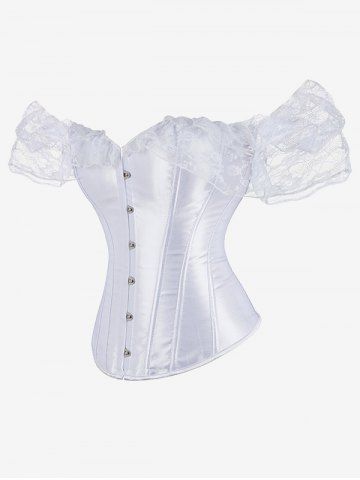 Gothic Off The Shoulder Lace Panel Lace-up Boning Corset Top