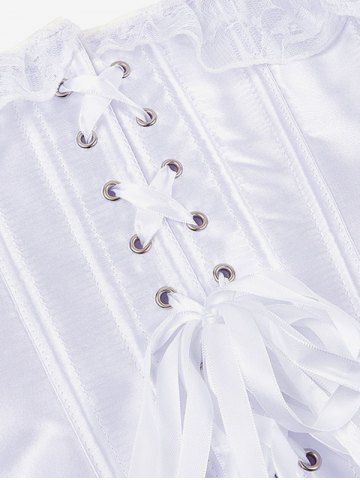 Gothic Off The Shoulder Lace Panel Lace-up Boning Corset Top