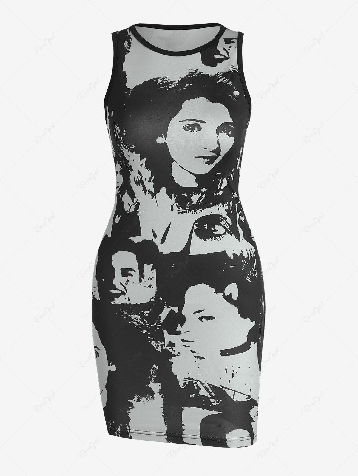 Sale Figure Printed Slinky Mini Tank Dress  