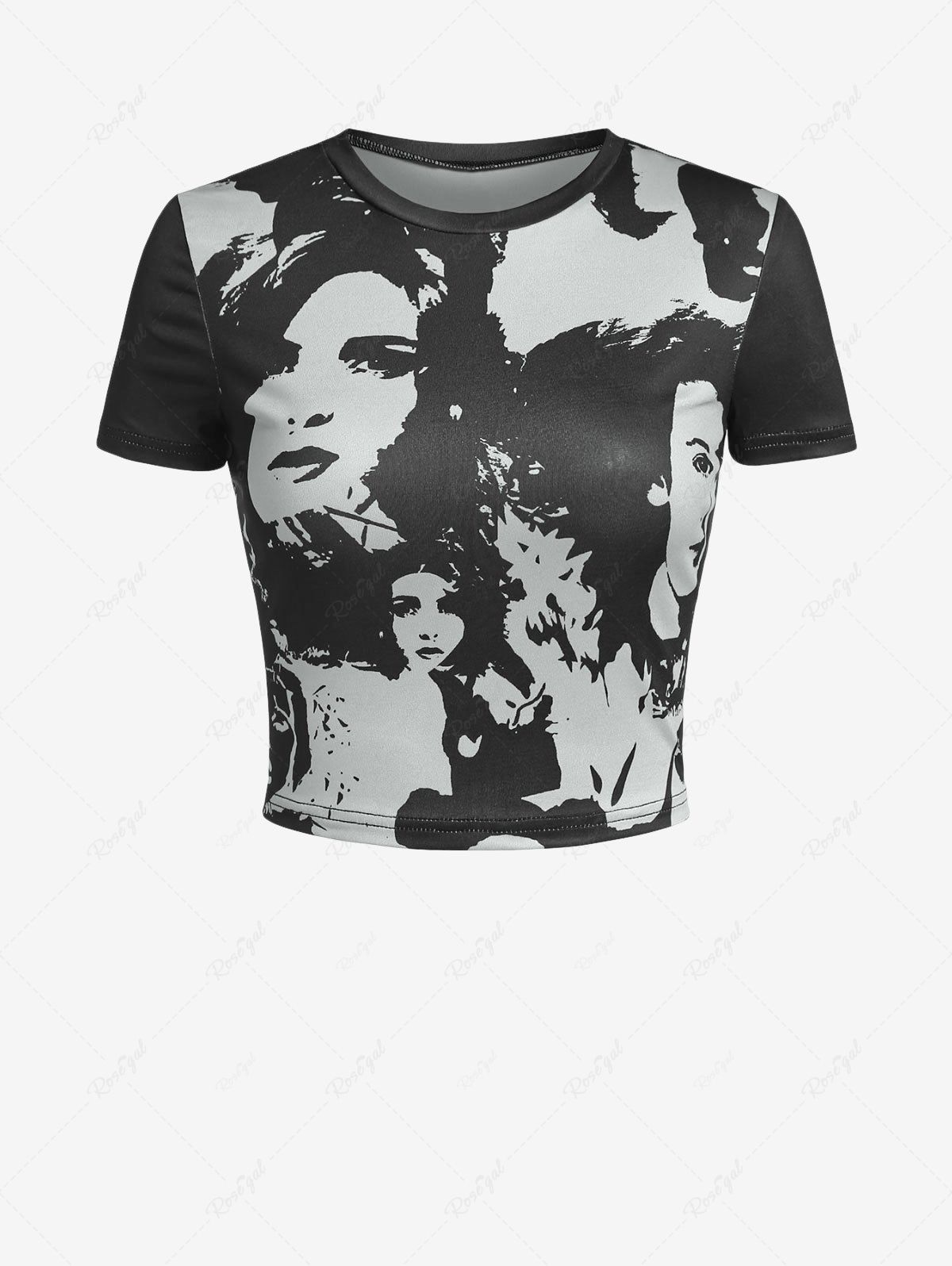 Outfits Abstract Figure Printed Vintage Short Sleeve Baby Tee  