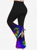 Plus Size Tie Dye Crisscross Short Sleeve T-Shirt and Flare Pants 70s 80s Outfit -  