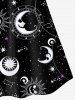 Gothic 3D Moon Sun Glitter Printed Spaghetti Strap Top(Adjustable Shoulder Strap) and Flare Pants Outfit -  