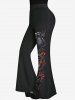 Gothic Leaves Tree Branch Bird Print Flare Pants -  