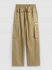 Pantalon Cargo Zippé avec Poche à Jambe Large à Cordon - café lumière S