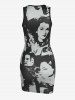 Robe de Débardeur Ajustée à Imprimé Figure - Noir S