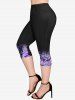 Plus Size Pockets Tie Dye Capri Leggings -  