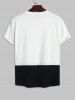 Ethnic Style Jacquard Panel Front Pocket Colorblock Two Tone T-shirt -  