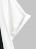 Ethnic Style Jacquard Panel Front Pocket Colorblock Two Tone T-shirt -  