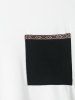 Ethnic Style Jacquard Panel Front Pocket Colorblock Two Tone T-shirt -  