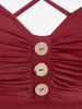 Plus Size Floral Crisscross Ruched Ruffle Open Shoulder High Low Dress -  