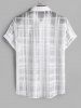 Plaid Sheer Organza Button Up Short Sleeves Party Shirt -  