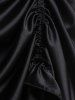 Jupe Longue Soyeuse Gothique en Satin à Volants - Noir M | US 10