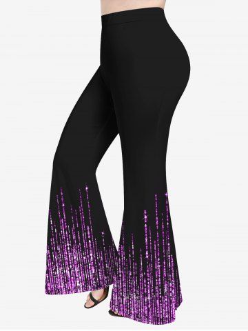 Pantalon Évasé Imprimé à Glands Grande Taille - PURPLE - 3X | US 22-24