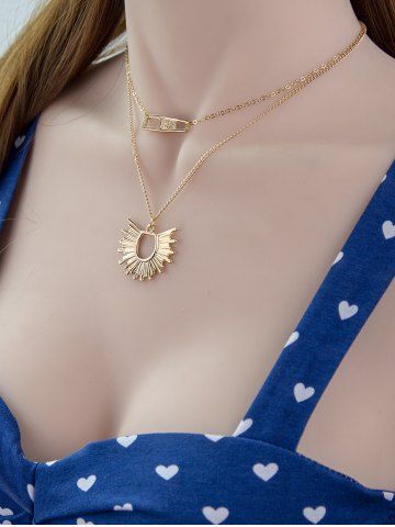 Sun Ray Pendant Double Layer Necklace
