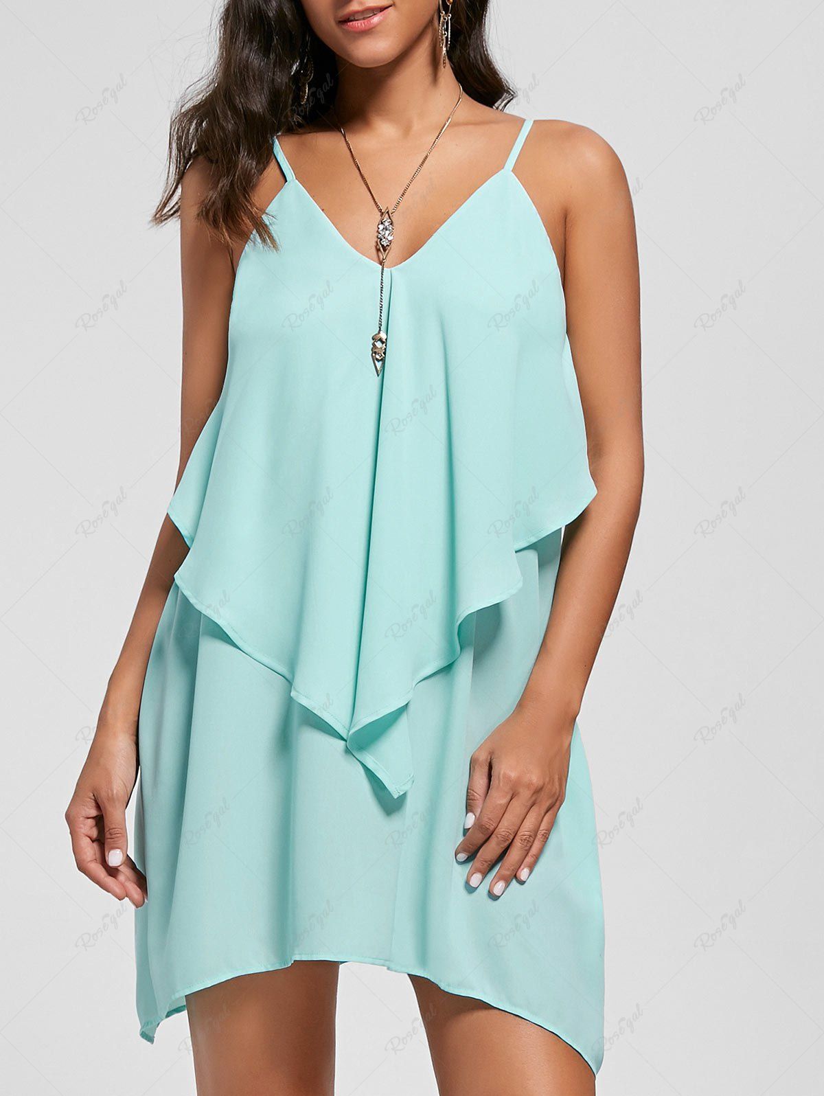 Store Plus Size Ruffles Overlay Cami Dress  