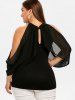 Plus Size Overlay Keyhole Open Shoulder T-shirt -  