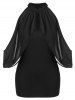 Plus Size Overlay Keyhole Open Shoulder T-shirt -  