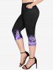Plus Size Tie-Dye Cami Top (Adjustable Shoulder Strap) and Pockets Capri Leggings Outfit -  