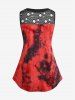 Gothic Tie Dye Fishnet Overlay Grommets Sleeveless Top -  