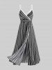 Plus Size Lace Trim Ethnic Print Surplice Dress -  