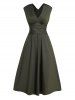 Robe de Soirée Mi-longue Plongeante en Couleur Solide - Vert profond L