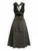 Robe de Soirée Mi-longue Plongeante en Couleur Solide - Vert profond L