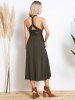 Robe de Soirée Mi-longue Plongeante en Couleur Solide - Vert profond XL