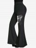 Gothic Skulls Cross Print Flare Pants -  