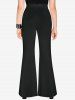 Gothic Skulls Cross Print Flare Pants -  