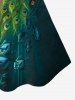 Plus Size Tiger Peacock Butterfly Fish Print Lace Insert Tank Top -  