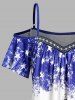 Cold Shoulder Star Striped Geometric Print Patriotic Long T Shirt -  