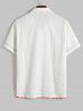 Marine Life Embroidery Short Sleeves Shirt With Shorts Beach Vacation Two Piece Set -  