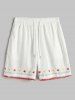 Marine Life Embroidery Short Sleeves Shirt With Shorts Beach Vacation Two Piece Set -  