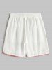 Marine Life Embroidery Short Sleeves Shirt With Shorts Beach Vacation Two Piece Set -  