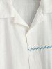 Marine Life Embroidery Short Sleeves Shirt With Shorts Beach Vacation Two Piece Set -  