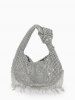 Slouchy Rhinestone Fringed Knot Evening Party Bag -  
