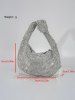 Slouchy Rhinestone Fringed Knot Evening Party Bag -  