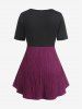 Plus Size Buckles Lace Up Shirred Short Sleeves T-shirt -  