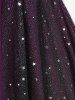 Plus Size Star Sparkling Sequin Chian Panel Sheer Layered T-shirt -  