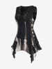 Gothic Grommet Flowers Hollow Out Lace Up Sleeveless Top -  